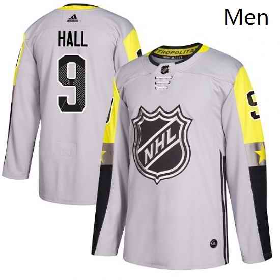 Mens Adidas New Jersey Devils 9 Taylor Hall Authentic Gray 2018 All Star Metro Division NHL Jersey